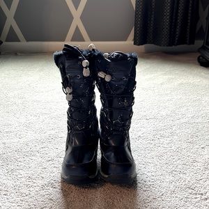 Constellation pattern navy blue snow boots